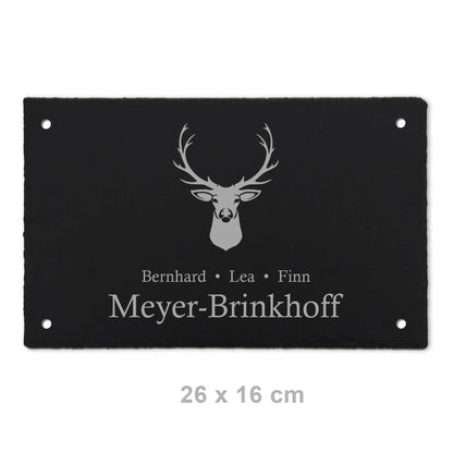 Türschild aus Schiefer - Motiv HIRSCH - Jeske Design
