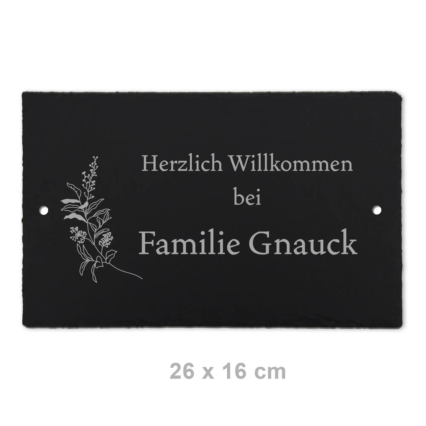 Türschild aus Schiefer - Gravur Motiv HERBAL - Jeske Design