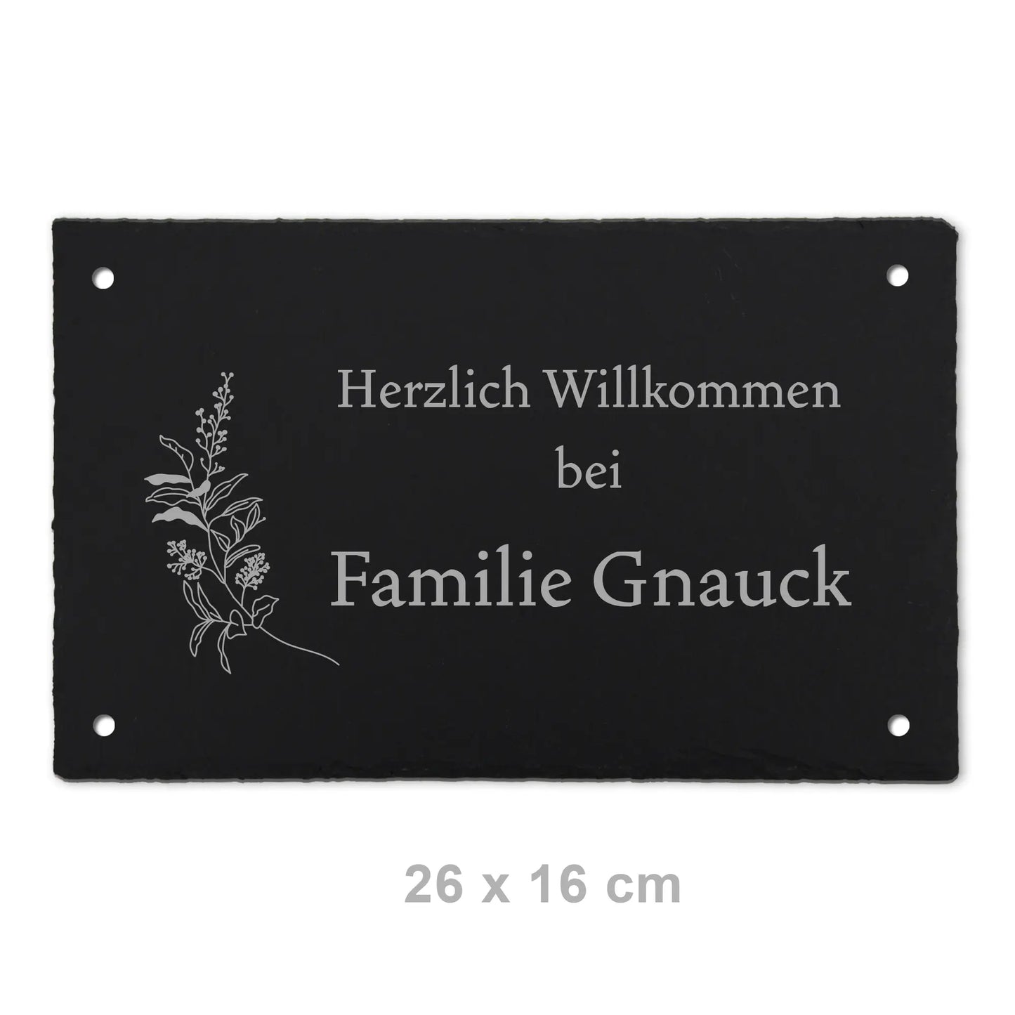 Türschild aus Schiefer - Gravur Motiv HERBAL - Jeske Design