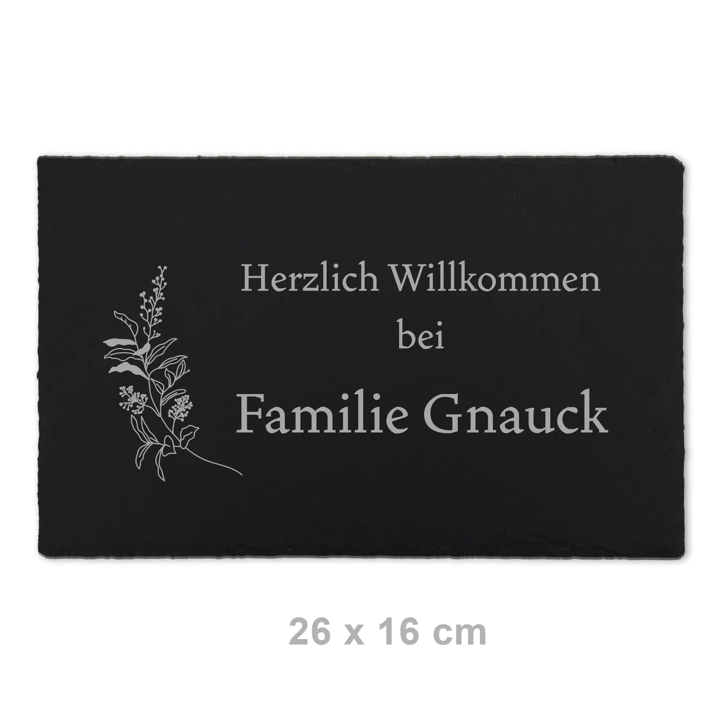 Türschild aus Schiefer - Gravur Motiv HERBAL - Jeske Design