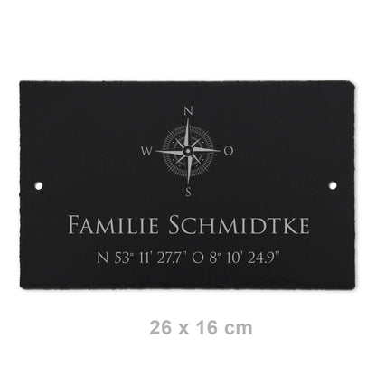 Schiefer Türschild - Motiv KOMPASS - Jeske Design