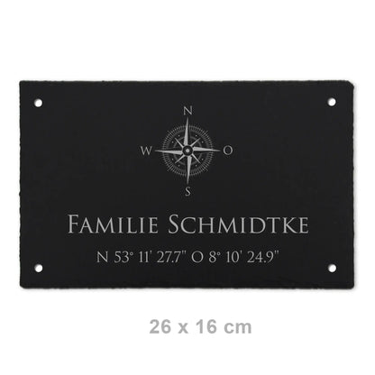 Schiefer Türschild - Motiv KOMPASS - Jeske Design