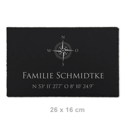 Schiefer Türschild - Motiv KOMPASS - Jeske Design