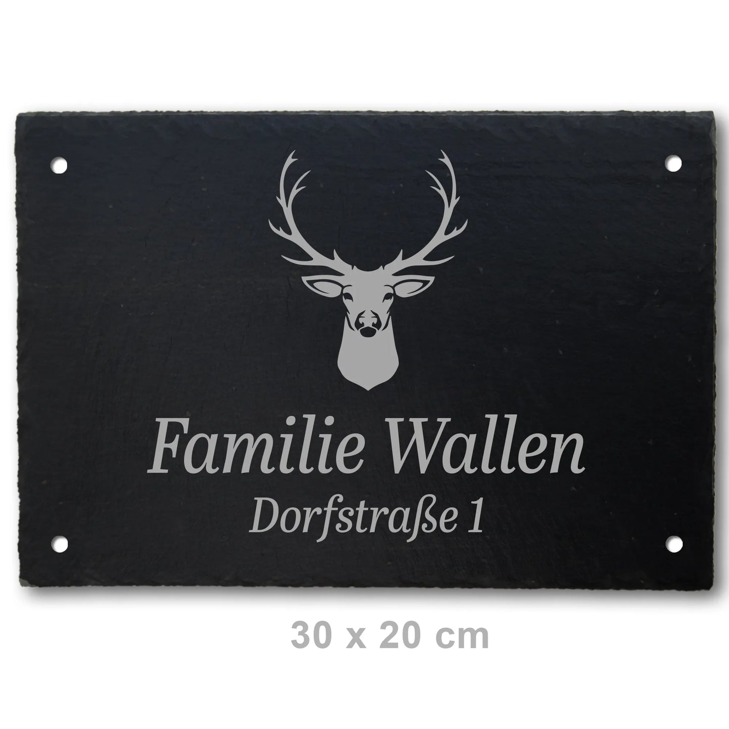 Türschild aus Schiefer - Motiv HIRSCH - Jeske Design