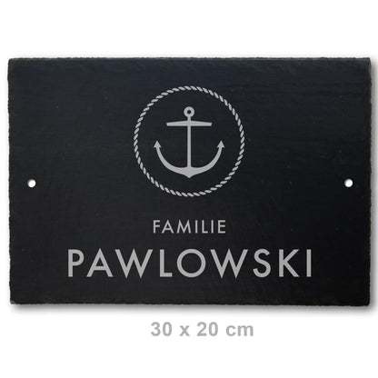 Schiefer Türschild - maritimes Motiv ANKER - Jeske Design