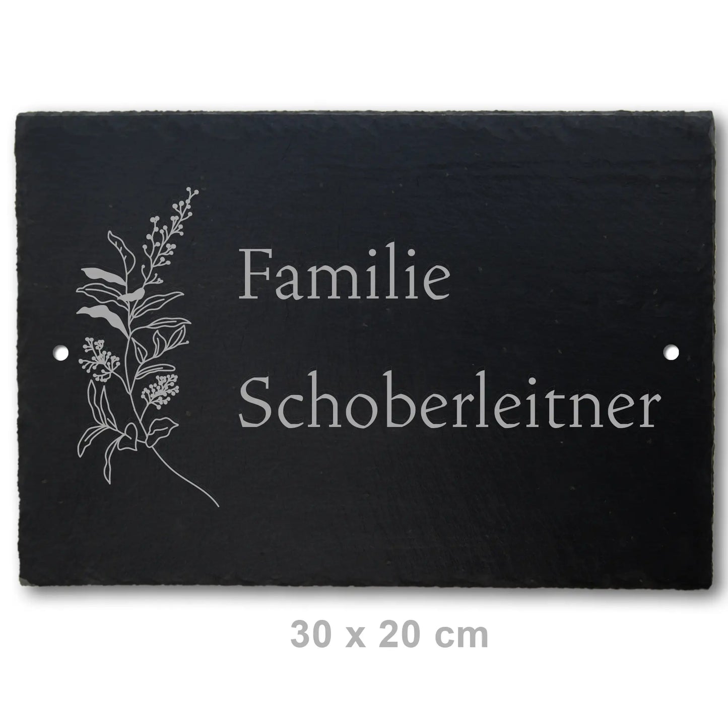 Türschild aus Schiefer - Gravur Motiv HERBAL - Jeske Design