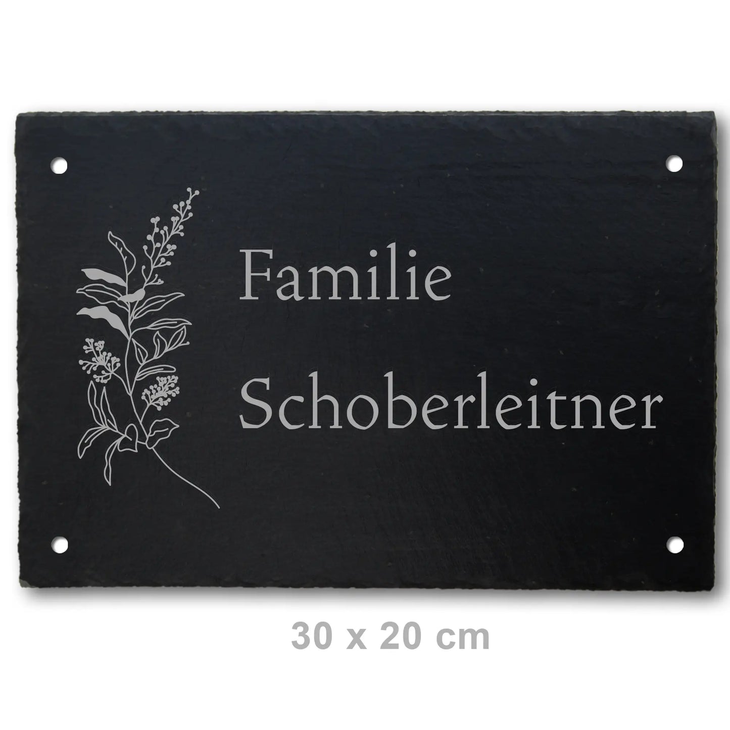 Türschild aus Schiefer - Gravur Motiv HERBAL - Jeske Design