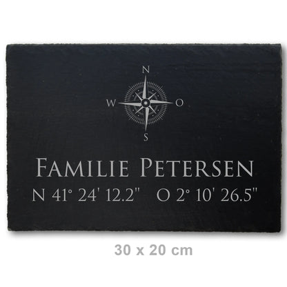 Schiefer Türschild - Motiv KOMPASS - Jeske Design