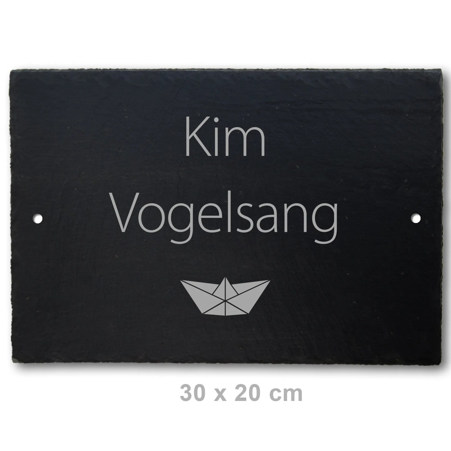 Türschild aus Schiefer - Motiv PAPIERSCHIFF - Jeske Design