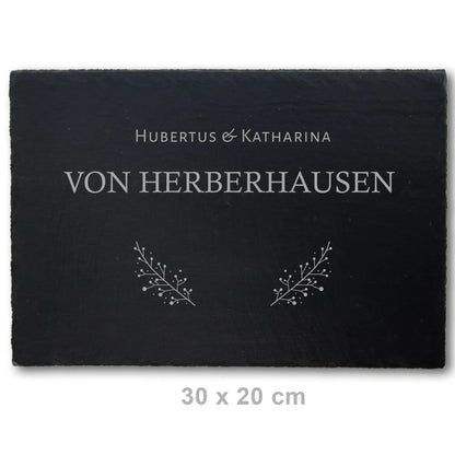 Türschild aus Schiefer - Gravur Motiv POSCHMANN - Jeske Design