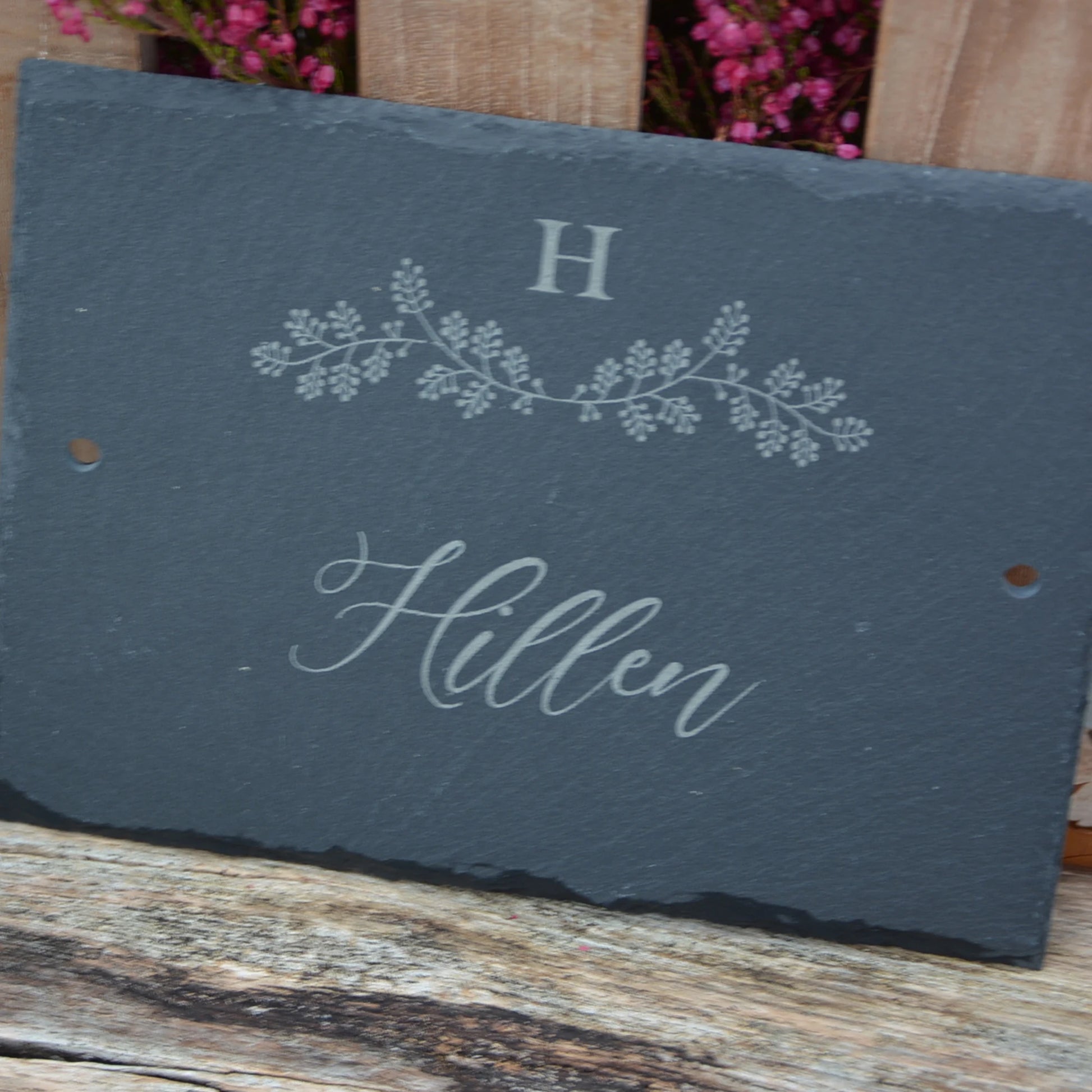 Türschild aus Schiefer - Gravur Motiv MONOGRAM - Jeske Design