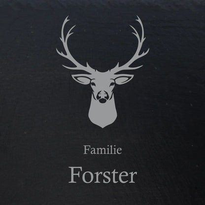 Türschild aus Schiefer - Motiv HIRSCH - Jeske Design