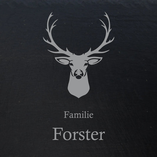 Türschild aus Schiefer - Motiv HIRSCH - Jeske Design