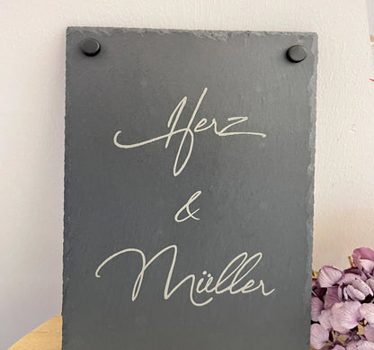 Schiefer Türschild - Motiv HOHLMEYER - Jeske Design