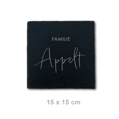 Namensschild aus Schiefer - Gravur Motiv APPELT - Jeske Design