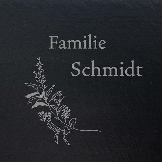 Türschild aus Schiefer - Gravur Motiv HERBAL - Jeske Design