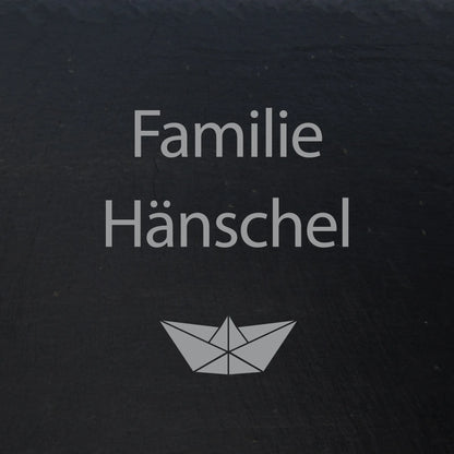 Türschild aus Schiefer - Motiv PAPIERSCHIFF - Jeske Design